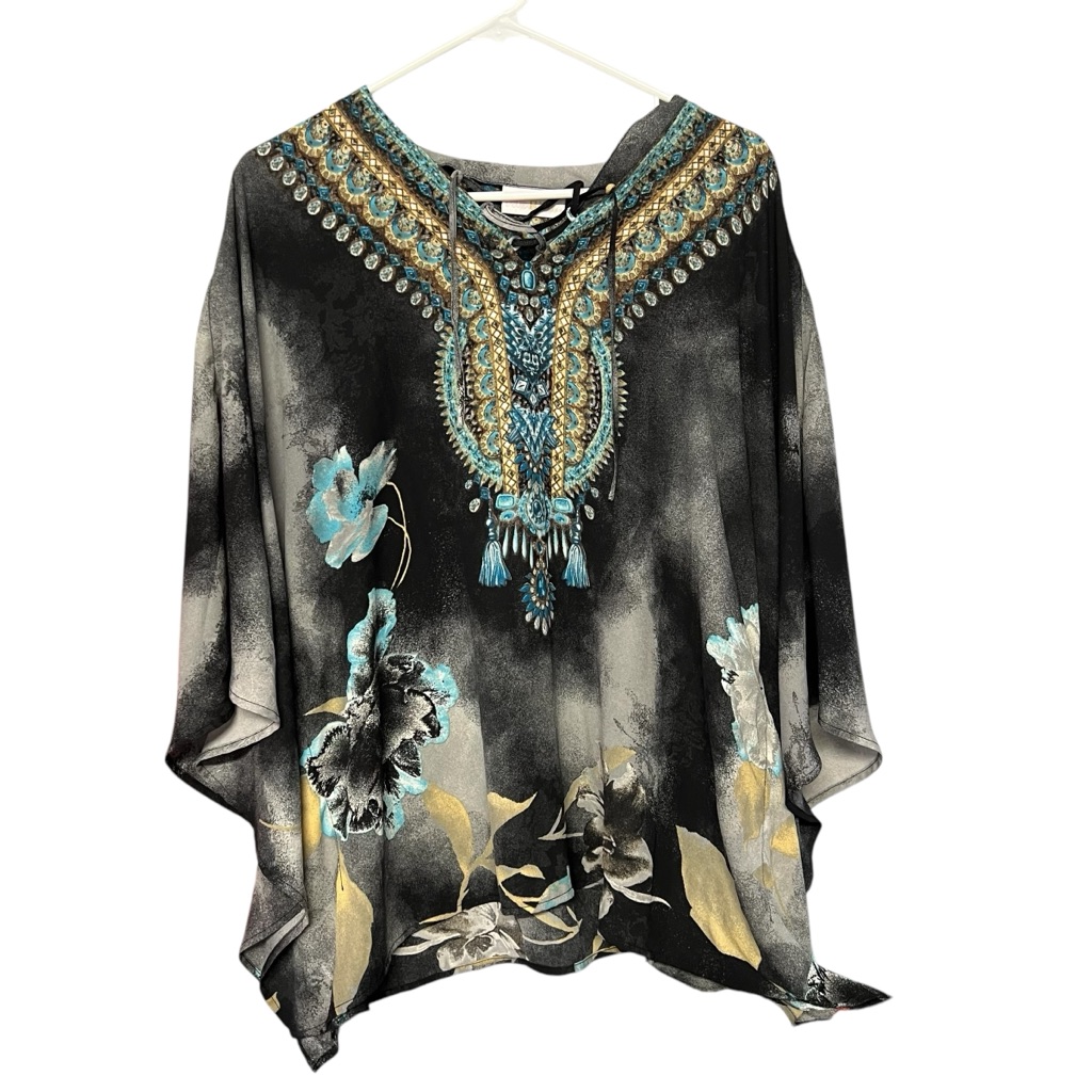 Belle Kim Gravel - Women’s Oversized Tribal Print Boho Top Sz. Sm/Lg